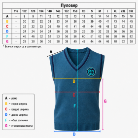 Sweater 02 School uniform primary school Hristo Botev Plovdiv sizes