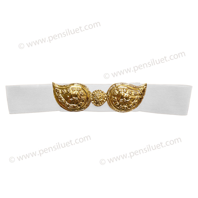 Children's Buckle 05 gold with white belt