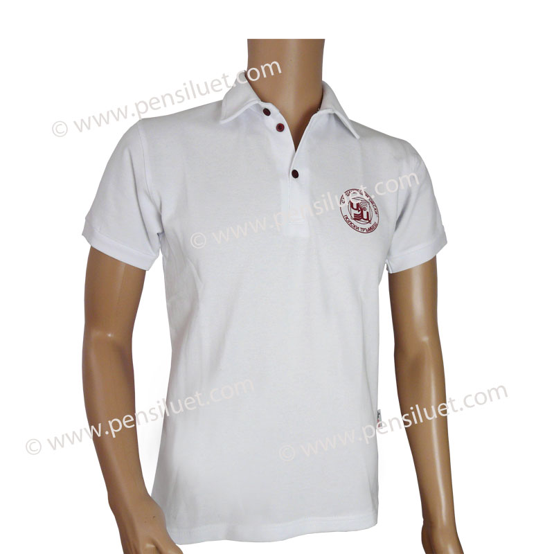 Спортна блуза бяла 17 къс ръкав Ученическа униформа на СУ Цанко Церковски Полски Тръмбеж