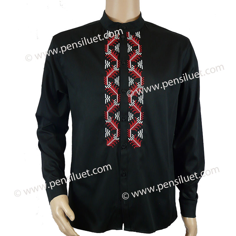 Men's shirt with embroidery 01 black