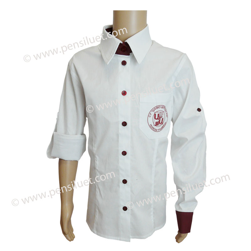 Официална блуза 17 за момиче Ученическа униформа на СУ Цанко Церковски Полски Тръмбеж