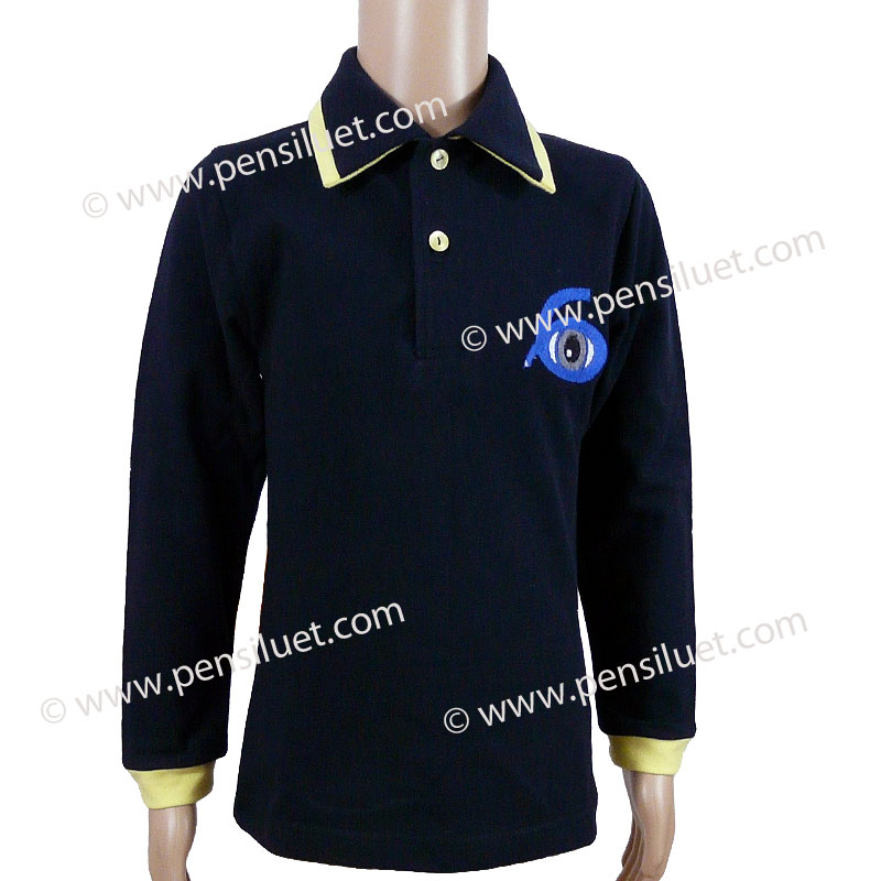 Fitted Sports Blouse 19 Blue Long Sleeves School Uniform of the Sixth Primary School Graf Ignatiev Sofia