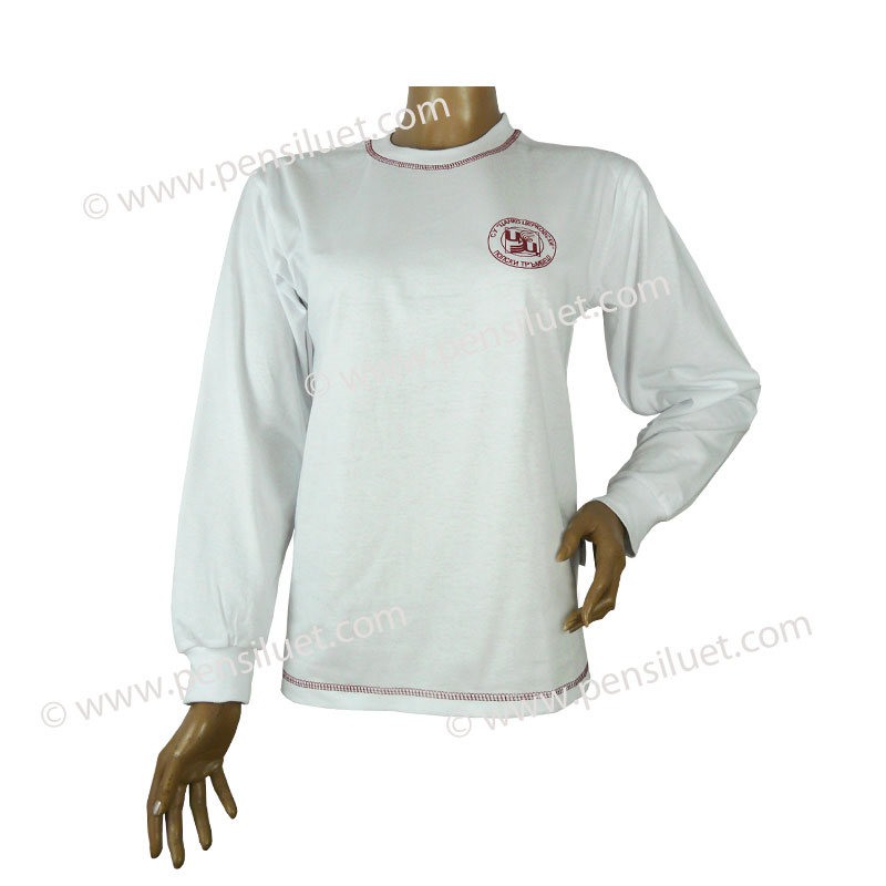 White long-sleeved T-shirt 17 School uniform of Hristo Botev Primary School, Ravno Pole village